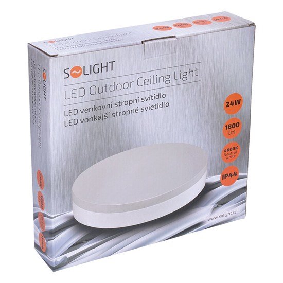 Solight LED venkovné osvetlenie, prisadené, guľaté, IP44, 24W, 1800lm, 4000K, 28cm 