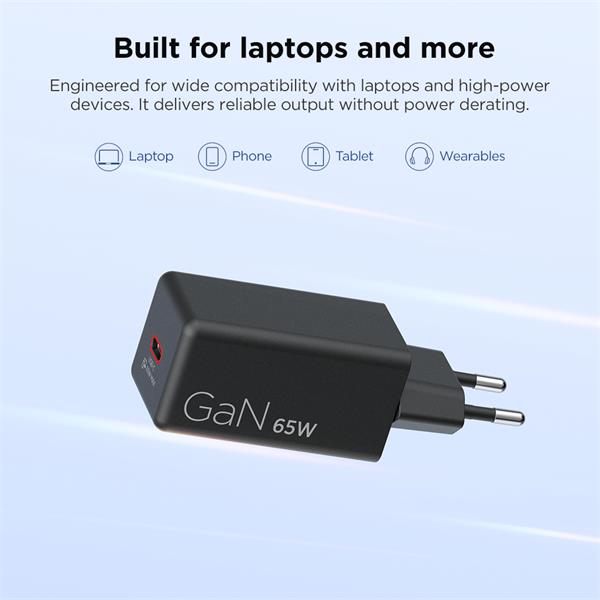 Lenovo 65W PD, GaN Charger, 1x USB-C, 2m kabel 