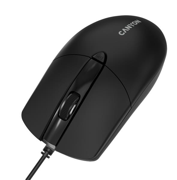 Canyon OnClick 5N, káblová symetrická optická myš, USB, 1600 dpi, 4 tlačidlá, čierna 
