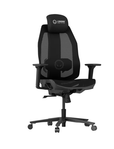 Lorgar PRO CHA51 ergonomická herná stolička, 4D podrúčky, bedrová opora, nastaviteľná opierka hlavy, čierno biela 