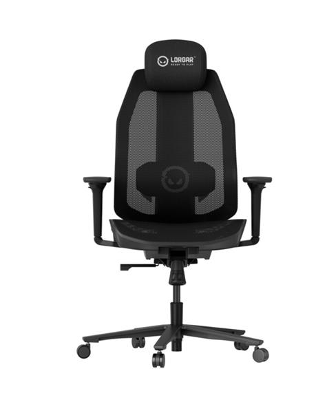 Lorgar PRO CHA51 ergonomická herná stolička, 4D podrúčky, bedrová opora, nastaviteľná opierka hlavy, čierno biela 