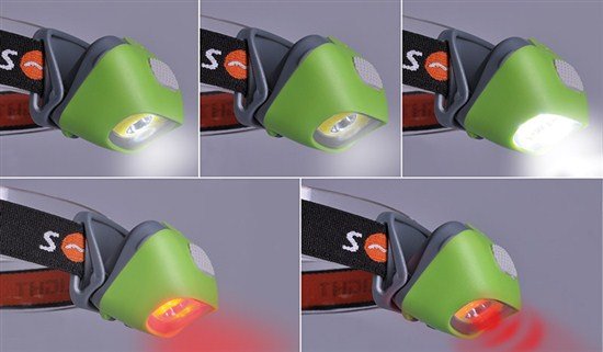 Solight LED čelové svietidlo, 3W Cree + 3W COB, 120lm, bílé + červené světlo, 3x AAA 