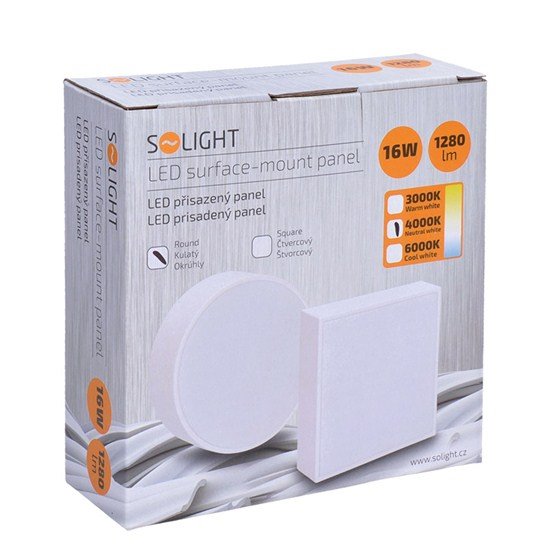 Solight LED panel s tenkým rámčekom, 16W, 1280lm, 4000K, prisadený, okrúhly, biely 
