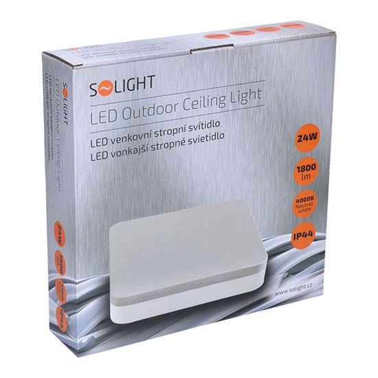 Solight LED venkovné osvetlenie, prisadené, štvorcove, IP44, 24W, 1800lm, 4000K, 28cm 
