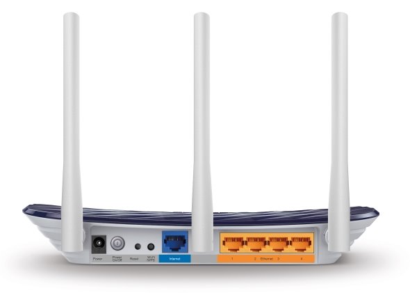 TP-LINK Archer C20v5 AC750 Dual-Band Wi-Fi Router, 433Mbps at 5GHz + 300Mbps at 2.4GHz, 5 10/100M Ports, 3  antennas 