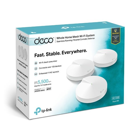 AC1300 Whole Home Mesh Wi-Fi System SPEED: 400 Mbps at 2.4 GHz + 867 Mbps at 5 GHz SEPC: 4× Internal Antennas, 2× Gigabi 