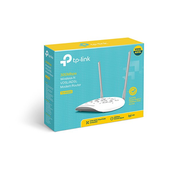 300Mbps Wi-Fi VDSL/ADSL Modem Router SPEED: 300 Mbps at 2.4 GHz, VDSL Profile 30a 100/100 Mbps SPEC: 2× Antennas, 3× Fas 