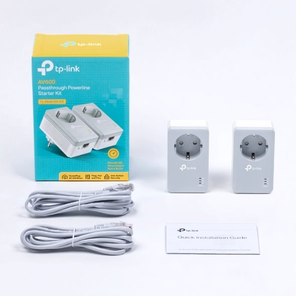 TP-LINK TL-PA4010PKIT AV600 Passthrough Powerline  KIT,Qualcomm, 1 Fast port,600Mbps Powerline 