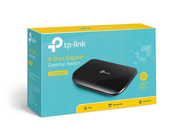 TP-LINK TL-SG1005D 5-Port Gigabit Desktop Switch, 5 Gigabit RJ45 Ports, Desktop Plastic Case 