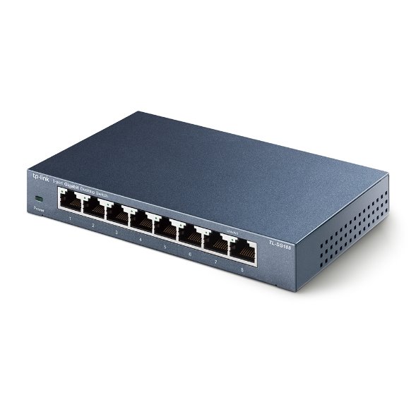 TP-LINK TL-SG108 8-Port Gigabit Desktop Switch, 8 Gigabit RJ45 Ports, Desktop Steel Case 