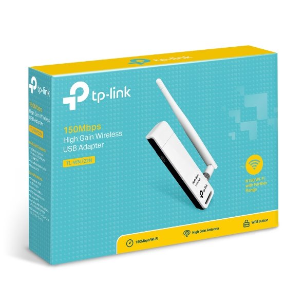 150Mbps High Gain Wi-Fi USB Adapter SPEED: 150 Mbps at 2.4 GHz SPEC: 1× High Gian External Antenna, USB 2.0 FEATURE: WPS 