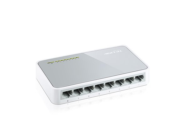 TP-LINK TL-SF1008D 8-Port 10/100M mini Desktop Switch, 8 10/100M RJ45 Ports, Desktop Plastic Case 