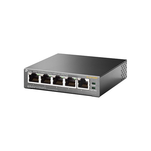 TP-LINK TL-SF1005P 5-Port 10/100M Desktop PoE Switch, 5 10/100M RJ45 Ports including 4 PoE Ports 