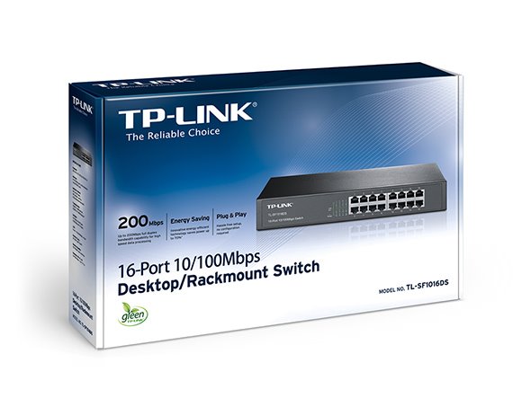 16-Port 10/100 Mbps Switch PORT: 16× 10/100 Mbps RJ45 Ports SPEC: 1U 13-inch Rack-mountable Steel Case FEATURE: Plug and 