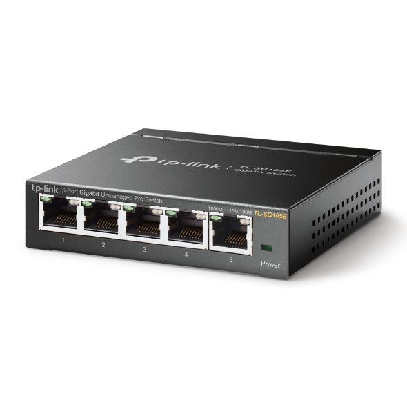 TP-LINK TL-SG105E 5-Port Gigabit Easy Smart Switch, 5 Gigabit RJ45 Ports, Desktop Steel Case, MTU/Port/Tag-based VLAN 