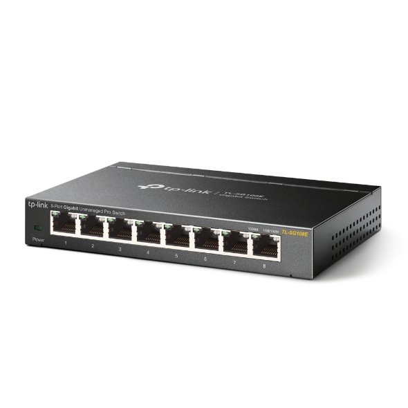 TP-LINK TL-SG108E 8-Port Gigabit Easy Smart Switch, 8 Gigabit RJ45 Ports, Desktop Steel Case, MTU/Port/Tag-based VLAN 