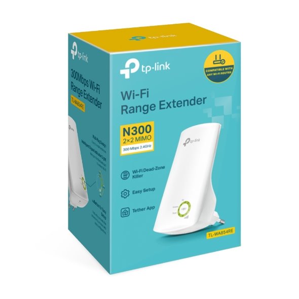 TP-LINK TL-WA854RE 300Mbps Wi-Fi Range Extender, Wall Plugged, 2 internal antennas, 300Mbps at 2.4GHz, WPS 