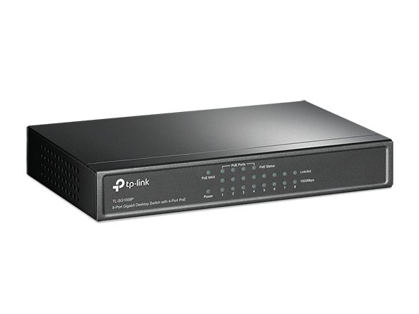 TP-LINK TL-SG1008P 8-Port Gigabit Desktop PoE Switch, 8 Gigabit RJ45 Ports including 4 PoE Ports 