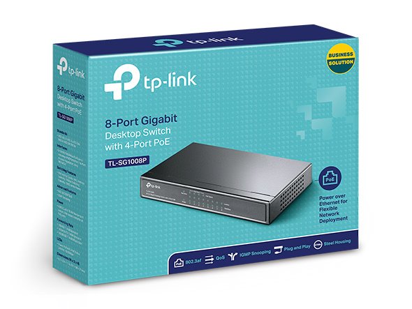 TP-LINK TL-SG1008P 8-Port Gigabit Desktop PoE Switch, 8 Gigabit RJ45 Ports including 4 PoE Ports 