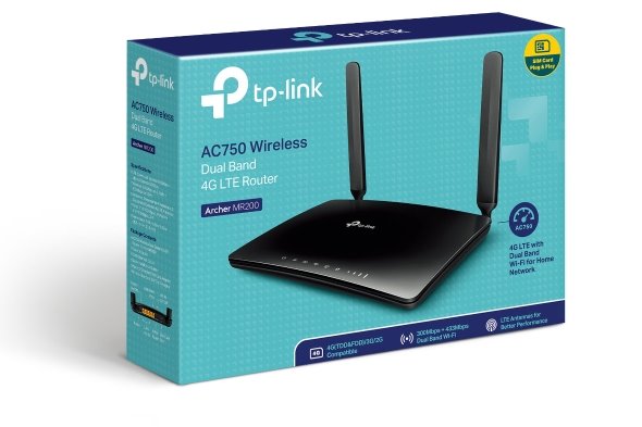 TP-LINK Archer MR200 AC750 Wireless Dual Band 4G LTE Router, build-in 4G LTE modem 