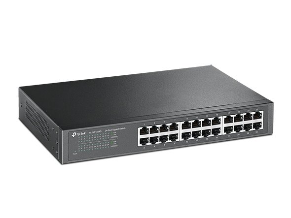 24-Port Gigabit Switch PORT: 24× Gigabit RJ45 Ports SPEC: 1U 13-inch Rack-mountable Steel Case FEATURE: Plug and Play 
