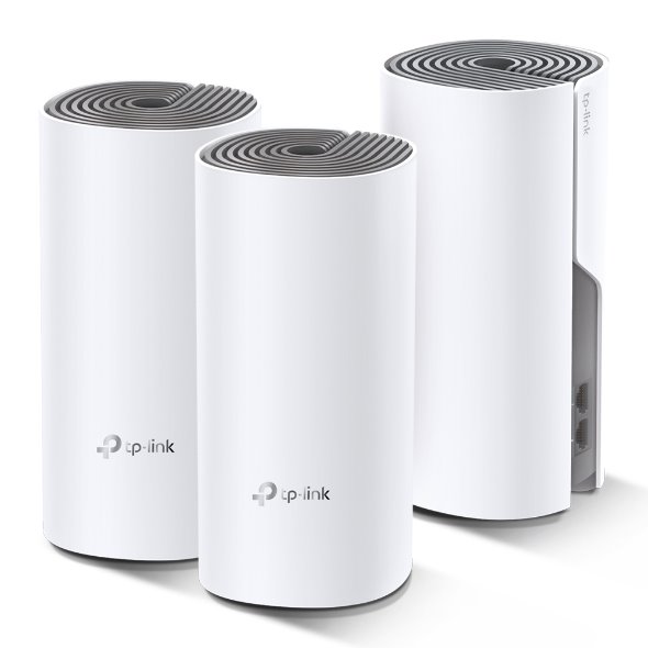 TP-LINK Deco E4(3-Pack) AC1200 Whole-Home Mesh Wi-Fi System, Qualcomm CPU, 867Mbps at 5GHz+300Mbps at 2.4GHz, 2 10/100Mb 