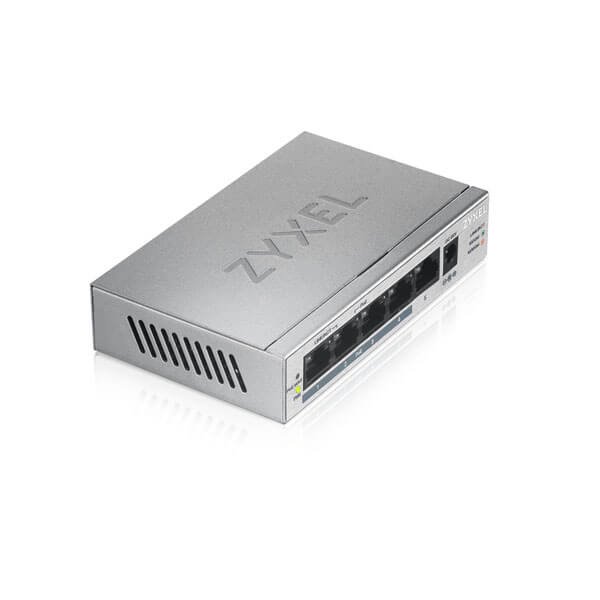 Zyxel GS1005-HP, 5 Port Gigabit PoE+ unmanaged desktop Switch, 4 x PoE, 60 Watt 