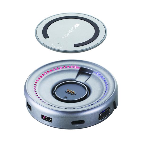 Canyon DS-7, Multiport Docking Station, 6 portov, USB-C + USB3.0 + USB2.0 + microUSB + HDMI + bezdrôtová nab. 