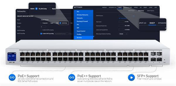 Ubiquiti UniFi Switch  GEN2 PRO 24x1000Mbps,  PoE 802.3af/at, PoE++, 2xSFP+, LCM display, 400W 