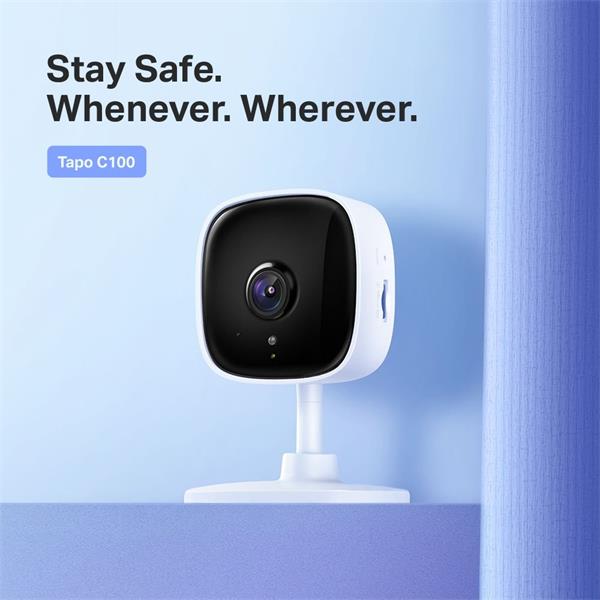 TP-LINK Tapo C100 Home Security WiFi Camera, Day/Night view,1080p Full HD resolution,Micro SD card storage Up to 128GB 
