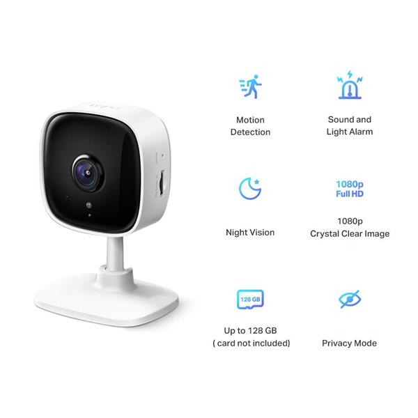 TP-LINK Tapo C100 Home Security WiFi Camera, Day/Night view,1080p Full HD resolution,Micro SD card storage Up to 128GB 