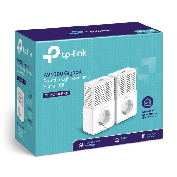 TP-LINK "AV1000 Gigabit Passthrough Powerline Starter KitSPEED: 1000 Mbps PowerlineSPEC: Broadcom CPU, HomePlug AV2, 1 