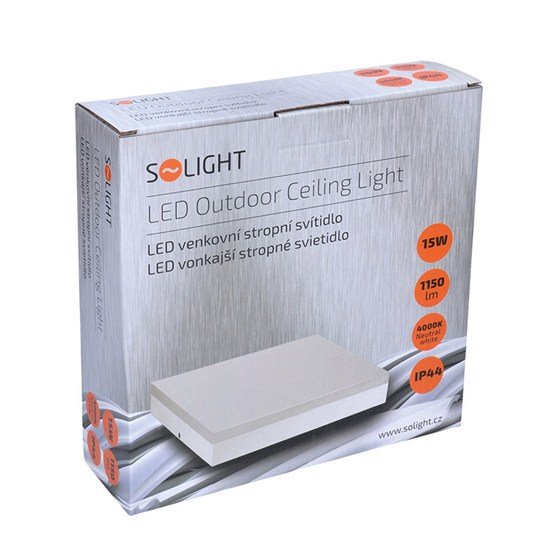 Solight LED venkovné osvetlenie, prisadené, štvorcove, IP44, 15W, 1150lm, 4000K, 22cm 