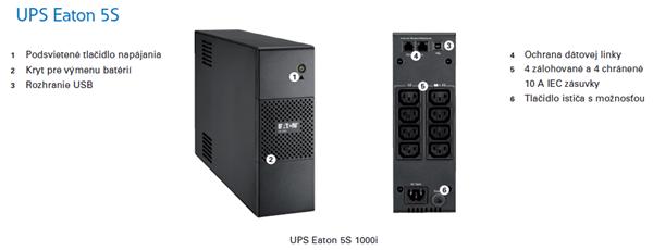 EATON UPS 1/1fáze, 1000VA -  5S 1000i, 8x IEC, USB, Line-interactive 