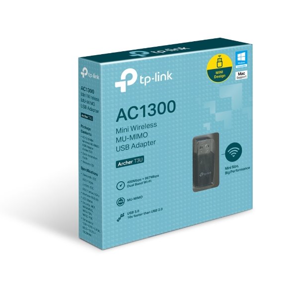 TP-LINK AC1300 Mini Wi-Fi MU-MIMO USB Adapter?Mini Size, 867Mbps at 5GHz + 400Mbps at 2.4GHz, USB 3.0 