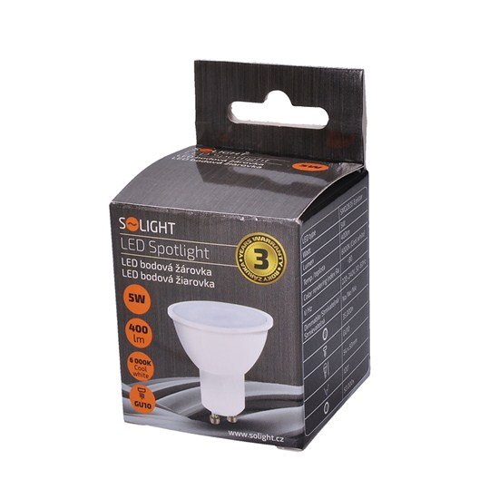 Solight LED žiarovka, bodová , 3W, GU10, 3000K, 260lm, biela 