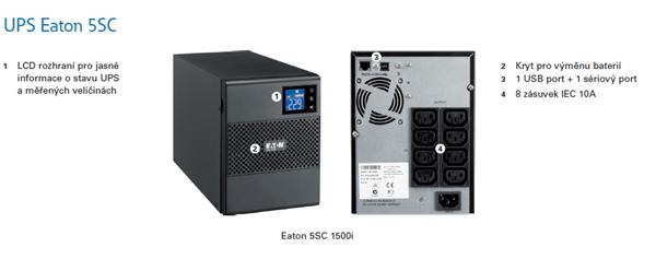 EATON UPS 1/1fáza, 1000VA -  5SC 1000i, 8x IEC, USB, Line-interactive, Tower 