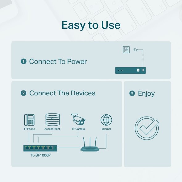 5-Port 10/100 Mbps Desktop Switch with 4-Port PoE, 4× 10/100 Mbps PoE Ports, 1× 10/100 Mbps Non-PoE Port, 802.3af, 41 W  