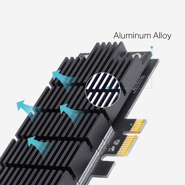 AXE5400  Tri-Band Wi-Fi 6E Bluetooth PCI Express Adapter
SPEED: 2402 Mbps at 6 GHz + 2402 Mbps at 5 GHz + 574 Mbps at 2 