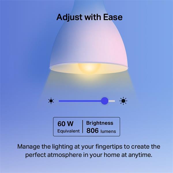 TP-LINK "Smart Wi-Fi Light Bulb, MulticolorSPEC: 2.4 GHz, IEEE 802.11b/g/n, E27 Base, 220–240 V, 50/60 Hz, Brightness:  