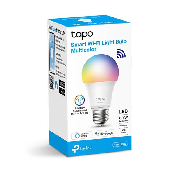 TP-LINK "Smart Wi-Fi Light Bulb, MulticolorSPEC: 2.4 GHz, IEEE 802.11b/g/n, E27 Base, 220–240 V, 50/60 Hz, Brightness:  