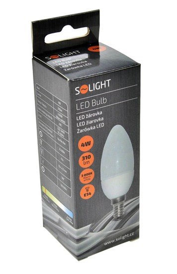Solight LED žiarovka, sviečka, 4W, E14, 3000K, 340lm 