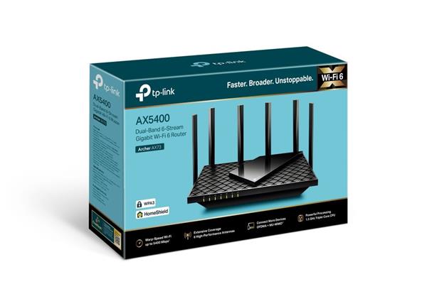 TP-LINK "AX5400 Dual-Band Wi-Fi 6 RouterSPEED: 574 Mbps at 2.4 GHz + 4804 Mbps at 5 GHzSPEC: 6× Antennas, Broadcom 1.5 