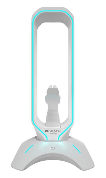 Canyon WH-200, 3v1, stojan pre herný headset + bungee stabilizátor kábla hernej myši + USB hub, biely 