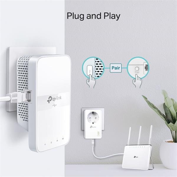 TP-LINK "AV1000 Gigabit Powerline AC1200 Wi-Fi KitKIT: 1× TL-WPA7617 + 1× TL-PA7017PTL-WPA7617:SPEED: 300 Mbps at 2.4 