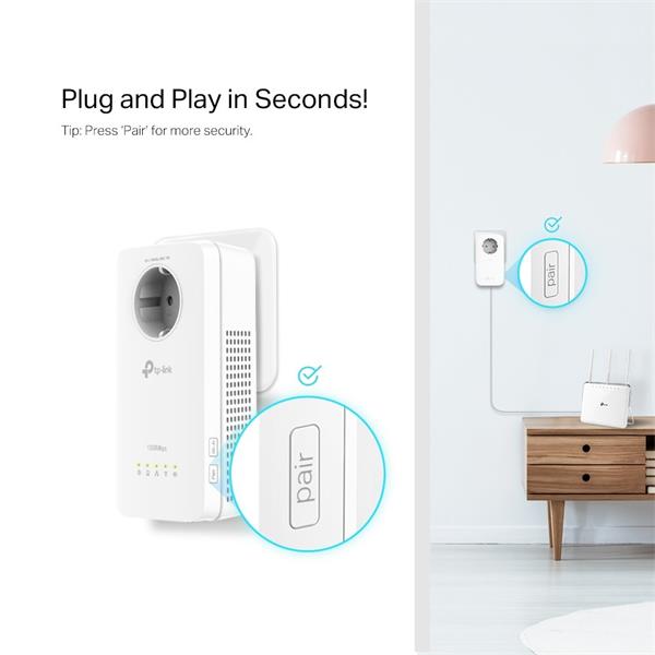 TP-LINK "AV1300 Gigabit Passthrough Powerline AC1200 Wi-Fi KitKIT: 1× TL-WPA8631P + 1× TL-PA8010PTL-WPA8631P:SPEED: 3 