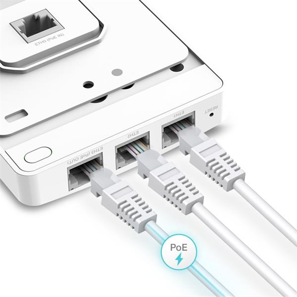 TP-LINK "AC1200 Wall-Plate Dual-Band Wi-Fi Access PointPORT:  Uplink: 1× Gigabit RJ45 Port; Downlink: 3× Gigabit RJ45 P 