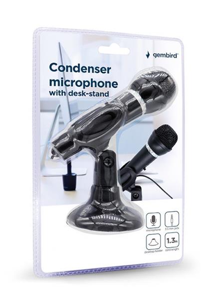 Gembird mikrofón, 3.5 mm jack, s podstavcom, kondenzátorový 