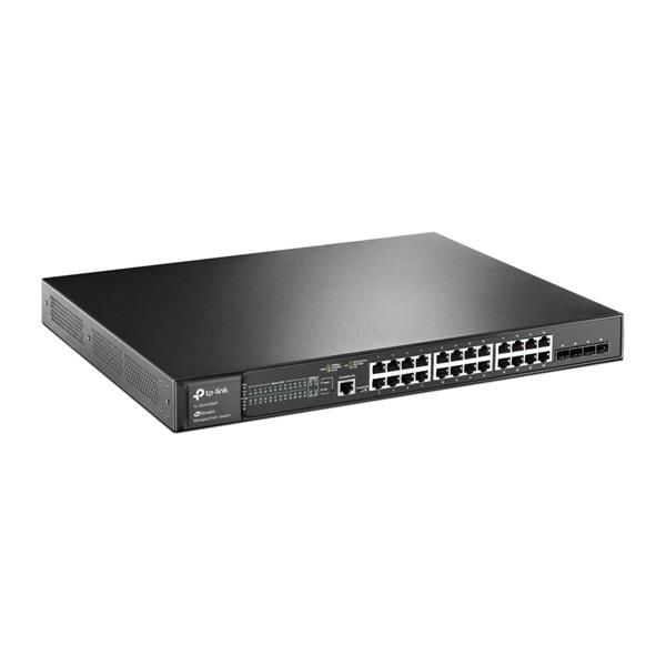 Omada 28-Port PoE+ Gigabit L2+ Managed Switch with 4 SFP Slots PORT: 24× Gigabit PoE+ Ports, 4× Gigabit SFP Slots, RJ45/ 