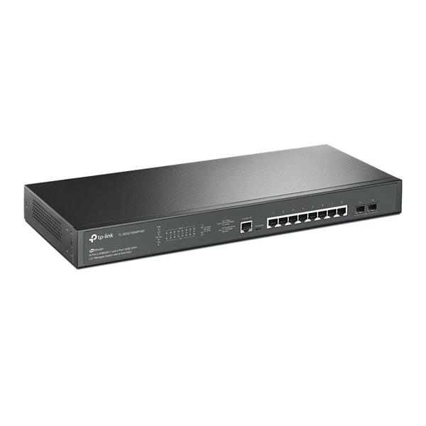 Omada 8-Port PoE+ 2.5GBASE-T L2+ Managed Switch with 2 10GE SFP+ Slots PORT: 8× 2.5G PoE+ Ports, 2× 10G SFP+ Slots, RJ45 